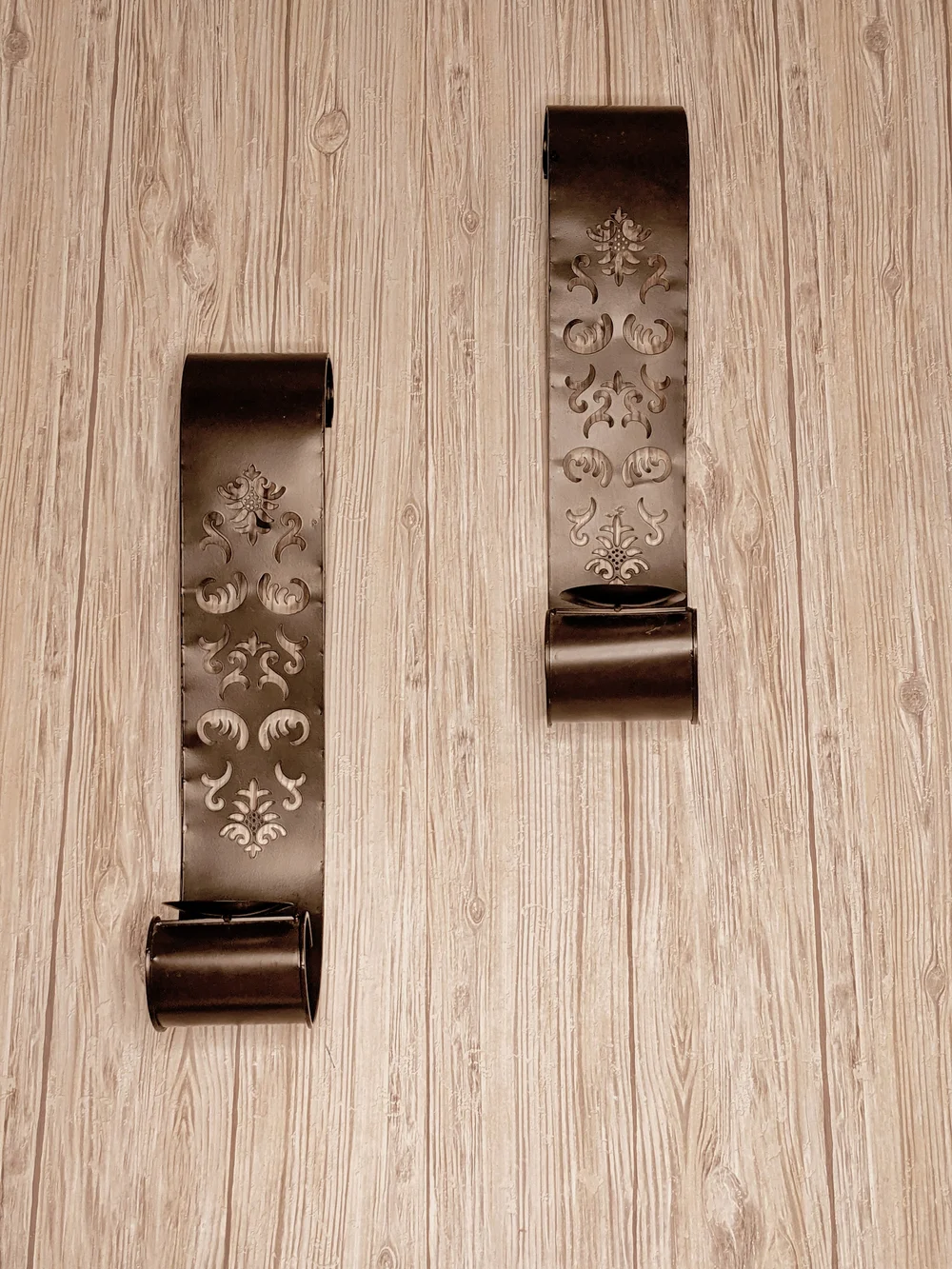 Vintage Decorative Brown Metal Wall Candle Holders